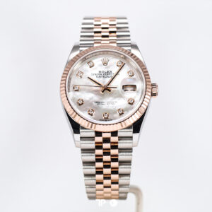 Rolex Datejust 36 Two Tone Rosegold White MOP Diamond Index Jubilee (2018)