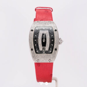 Richard Mille RM007 White Gold Diamond Black Dial Red Leather