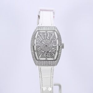 Franck Muller Vanguard V32 White Diamond Dial White Leather with Rubber Strap LIKE NEW(2025)