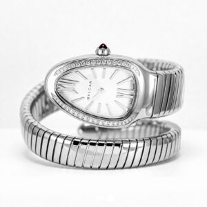 Serpenti Tubogas Single Spiral Silver Opaline Diamond 35mm LIKENEW (2026)