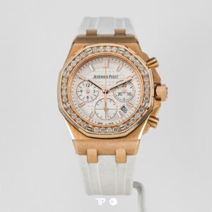 Audemars Piguet Royal Oak Chronograph Lady Rose Gold White Dial Diamond Bezel 37mm (2017)